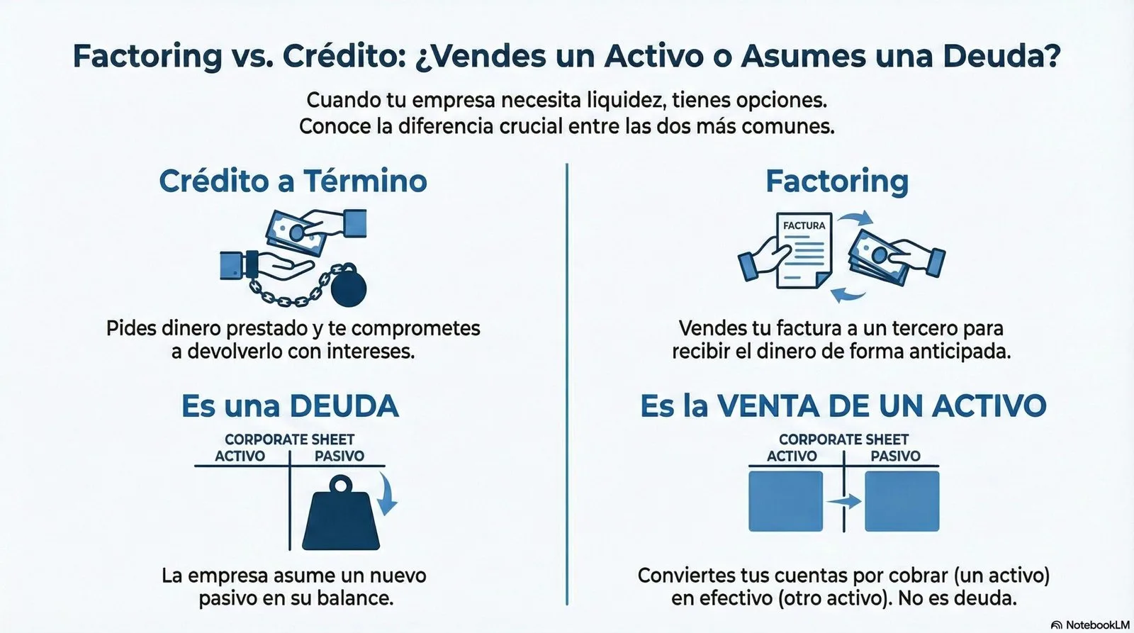 Diferencias entre factoring y crédito bancario